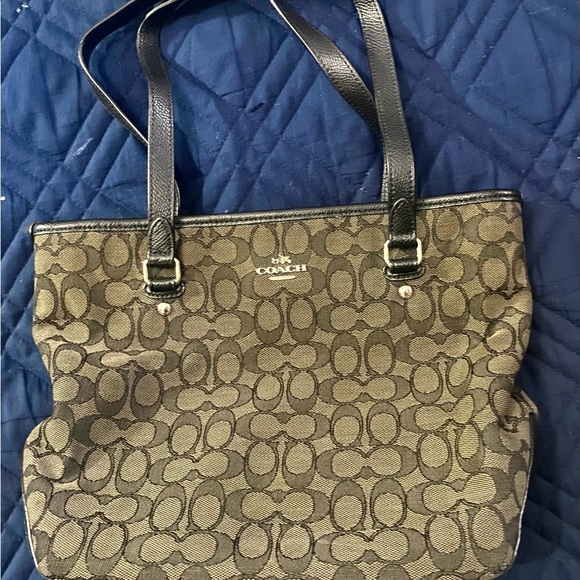 Pre-owned Coach black & grey logo purse - Picture 3 of 5
